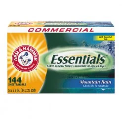 Arm & Hammer 33200-00102 144 Sheets/Box Essential Dryer Sheets - Mountain Rain (6 Boxes/Carton)