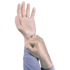 AnsellPro 525433 Dura-Touch 5 Mil PVC Disposable Gloves - Large, Clear (100/Box)