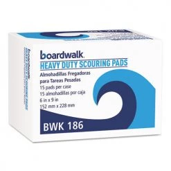 Boardwalk 86LGI Heavy Duty 6 In. X 9 In. Scour Pads - Green (15/Carton)