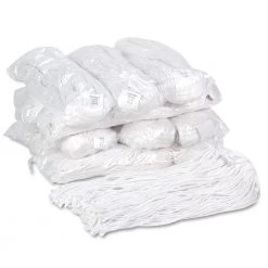Boardwalk BWK220RCT 20 Oz. Premium Rayon Cut-End Wet Mop Heads - White (12-Piece/Carton)