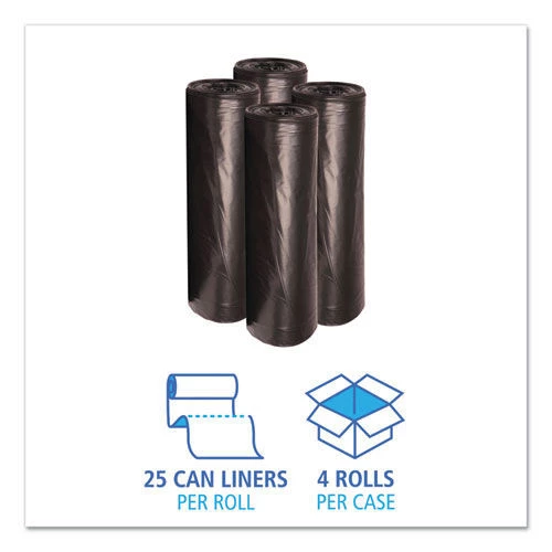 Boardwalk H8647HKKR01 Low-Density 56 Gallon 0.6 Mil 43 In. X 47 In. Waste Can Liners - Black (100/Carton) - Image 3