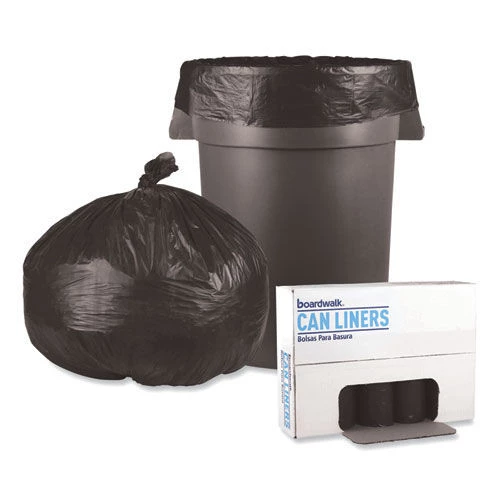 Boardwalk H8647HKKR01 Low-Density 56 Gallon 0.6 Mil 43 In. X 47 In. Waste Can Liners - Black (100/Carton) - Image 4