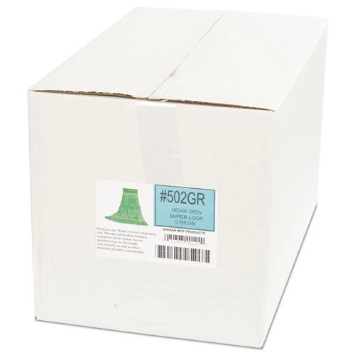 Boardwalk BWK502GNCT 5 In. Headband, Cotton/Synthetic Fiber, Super Loop Wet Mop Head - Medium, Green (12/Carton) - Image 6