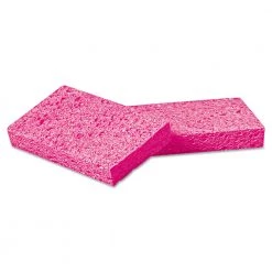 Boardwalk A21BWK 3-3/5 In. X 6-1/2 In. X 9/10 In. Cellulose Sponges - Small, Pink (24 Packs/Carton, 2/Pack)