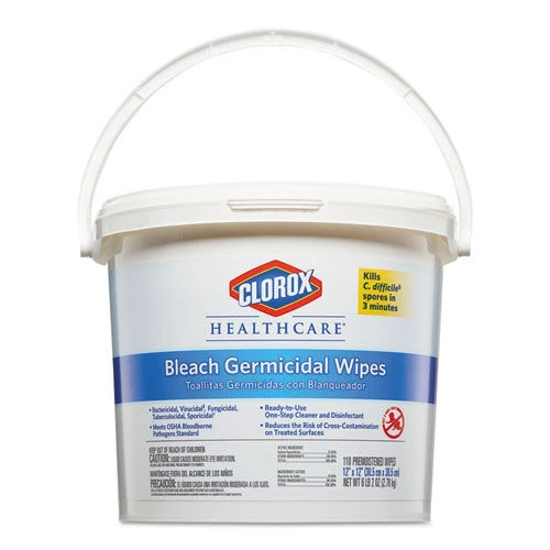 Clorox Healthcare 30358 12 In. X 12 In. Unscented, Bleach Germicidal Wipes (110-Wipes/Bucket)