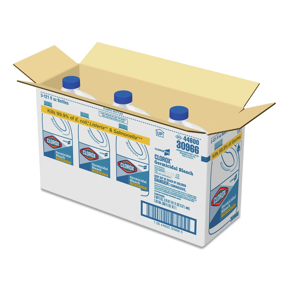 Clorox 30966 121 Oz. Bottle Regular Concentrated Germicidal Bleach (3/Carton) - Image 7