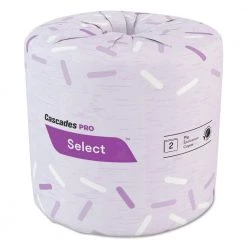 Cascades PRO B180 Select Standard 2-Ply 4.25 In. X 4.1 In. Tissues - White (500 Sheets/ Roll, 48 Rolls/Carton)