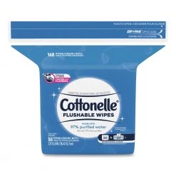 Cottonelle 10358CT Fresh Care Flushable Cleansing Cloths, White, 5x7 1/4, 168/pack,8 Pack/carton