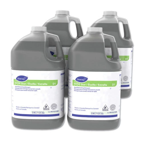 Diversey Care 957227280 Suma Star D1 1-Gallon Bottles Hand Dishwashing Detergent - Unscented (4-Piece/Carton) - Image 5