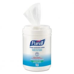 PURELL 9031-06 Premoistened Sanitizing Wipes, Alcohol Formulation, 6 In. X 7 In. - White (6 Canisters/Carton, 175/Canister)