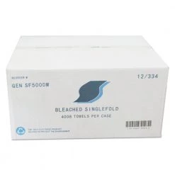 GEN GENSF5000W 9 In. X 9.45 In. Single-Fold Paper Towels - White (12 Packs/Carton, 334/Pack)