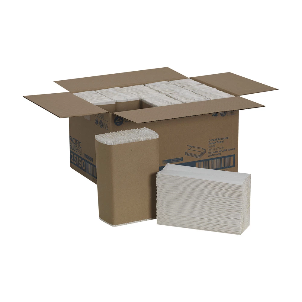 Georgia Pacific Professional 25190 Pacific Blue Basic Recycled C-fold 10.1 In. X 12.7 In. Paper Towels - White (240-Piece/Pack, 10 Packs/Carton)