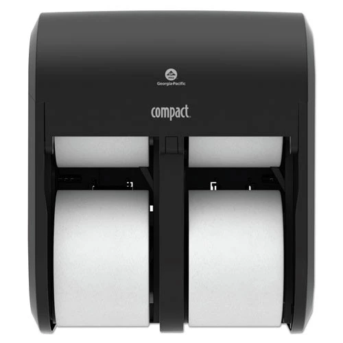 Georgia Pacific Professional 56744A Compact Quad Vertical 11.75 In. X 6.9 In. X 13.25 In. 4-Roll Coreless Dispenser - Black (1/Carton)