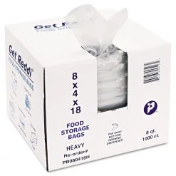 Inteplast Group PB080418H 8 Quarts 1 Mil 8 In. X 18 In. Food Bags - Clear (1000-Piece/Carton)