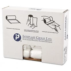 Inteplast Group S242408N 10-Gallon 8 Microns 24 In. X 24 In. High-Density Commercial Can Liners - Natural (1000-Piece/Carton)