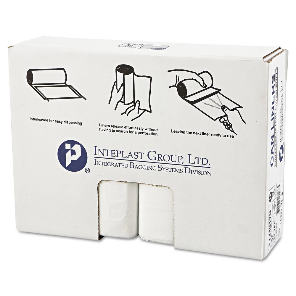 Inteplast Group S334017N High Density 33 Gallon 17 Microns 33 In. X 40 In. Interleaved Commercial Can Liners - Clear (250/Carton) - Image 3