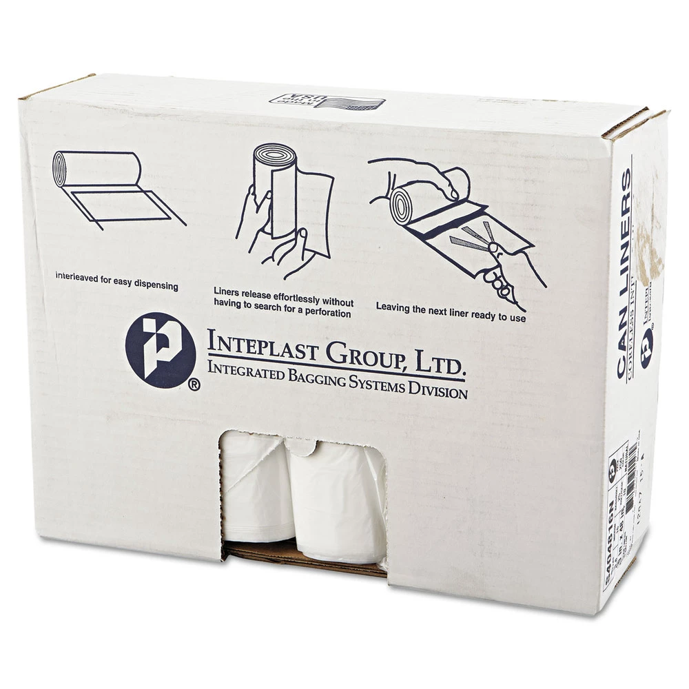Inteplast Group S404816N 45-Gallon 6 Microns 40 In. X 48 In. High-Density Interleaved Commercial Can Liners - Clear (250-Piece/Carton) - Image 3