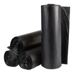 Inteplast Group WSL3036HVK Institutional Low Density 30 Gallon 30 In. X 36 In. Can Liners - Black (10 Rolls/Carton)