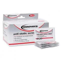Innovera IVR51516 7 1/4 In. X 4 3/4 In. Antistatic Screen Cloth Cleaning Wipes - White (100/Pack)