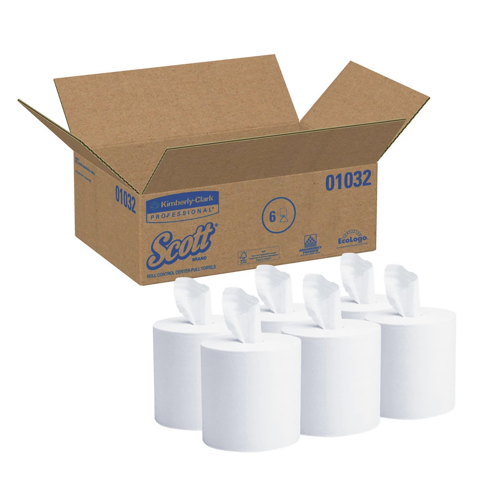 Scott 01032 Essential 1-Ply 8 In. X 15 In. Center-Pull Paper Towels - White (700-Piece/Roll, 6 Rolls/Carton) - Image 2