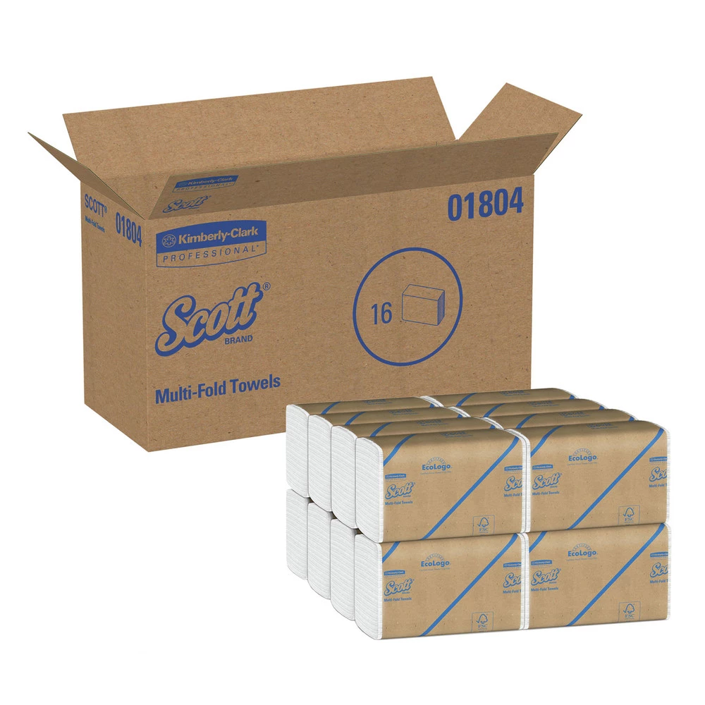 Scott 1804 Essential 9.2 In. X 9.4 In. Multi-Fold Paper Towels - White (250-Piece/Pack, 16 Packs/Carton) - Image 5