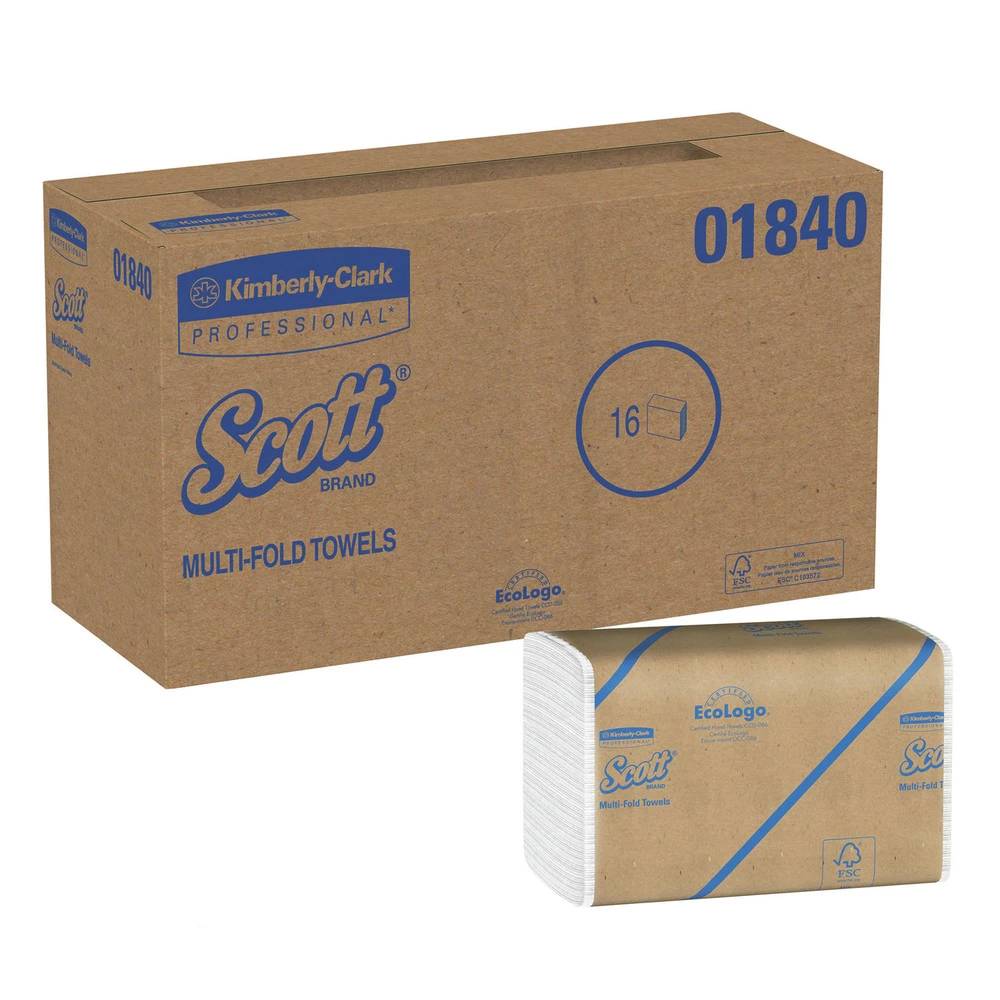 Scott 1840 Essential 9.2 In. X 9.4 In. Multi-Fold Paper Towels Collection - White (250-Piece/Pack, 16 Packs/Carton) - Image 2