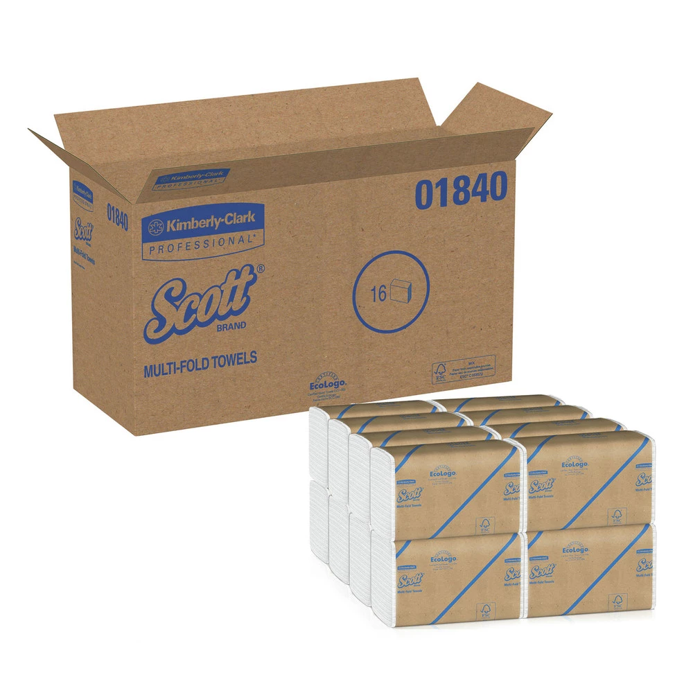 Scott 1840 Essential 9.2 In. X 9.4 In. Multi-Fold Paper Towels Collection - White (250-Piece/Pack, 16 Packs/Carton) - Image 5