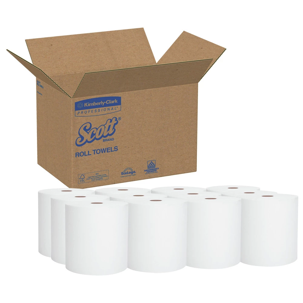 Scott 2068 Essential 1.5 In. Core 8 In. X 400 Ft. Universal Hard Roll Paper Towels - White (6 Rolls/Carton) - Image 3
