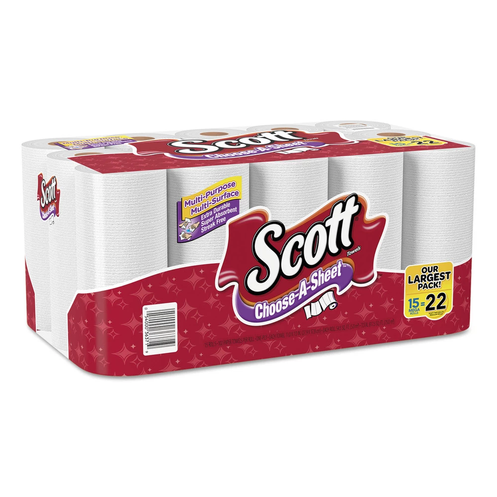 Scott KCC 36371 Choose-A-Sheet Mega Roll 1-Ply Paper Towels - White (102/Roll 30 Rolls/Carton) - Image 2
