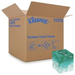 Kleenex 21270CT Boutique 2-Ply Upright Pop-Up Box 8.3 In. X 7.8 In. Facial Tissues - White (36 Boxes/Carton, 95 Sheets/Box)