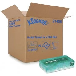 Kleenex 21400 2-Ply Flat Box 8.3 In. X 7.8 In. Facial Tissues - White (36 Boxes/Carton, 100 Sheets/Box)