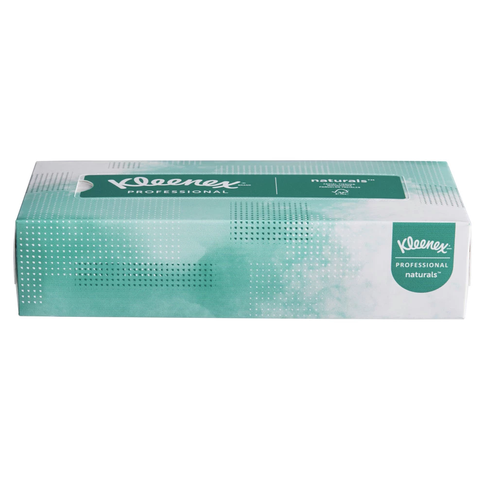 Kleenex 21601 Naturals 2-Ply Flat Box 8.3 In. X 7.8 In. Facial Tissues - White (48 Boxes/Carton, 125 Sheets/Box) - Image 2