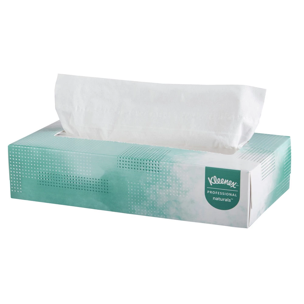 Kleenex 21601 Naturals 2-Ply Flat Box 8.3 In. X 7.8 In. Facial Tissues - White (48 Boxes/Carton, 125 Sheets/Box) - Image 3