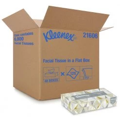 Kleenex 21606CT 2-Ply Flat Box 8.3 In. X 7.8 In. Facial Tissues - White (48 Boxes/Carton, 125 Sheets/Box)