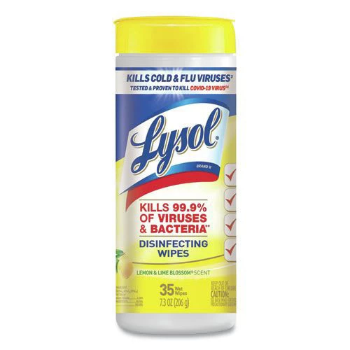 LYSOL Brand 19200-81145 Disinfecting Wipes, 7 X 7.25, Lemon And Lime Blossom, 35 Wipes/canister, 12 Canisters/carton
