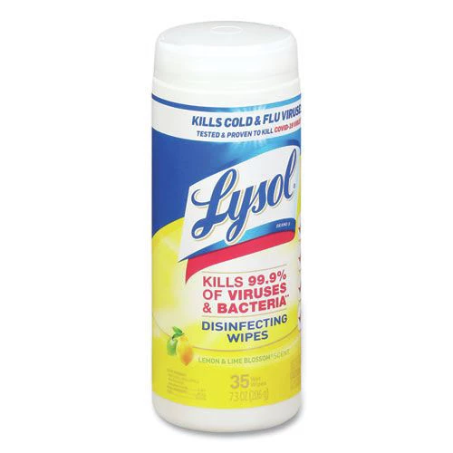 LYSOL Brand 19200-81145 Disinfecting Wipes, 7 X 7.25, Lemon And Lime Blossom, 35 Wipes/canister, 12 Canisters/carton - Image 2