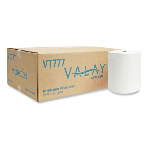 Morcon Paper VT777 Valay 7.5 In. X 550 Ft., 1-Ply, Proprietary TAD Roll Towels - White (6 Rolls/Carton) - Image 4