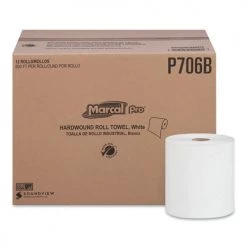 Marcal PRO P726N 7-7/8 In. X 600 Ft. 1-Ply Hardwound Roll Paper Towels - Natural (12 Packs/Carton, 12 Rolls/Pack)