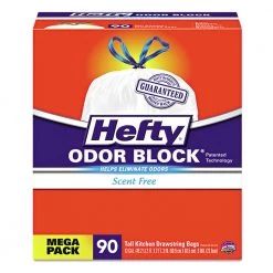 Hefty E84574CT Strong 13 Gallon 0.9 Mil 23.75 In. X 27 In. Tall Kitchen Drawstring Bags - White (3 Boxes/Carton, 90/Box)