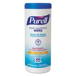 PURELL 9111-12 5.78 In. X 7 In. Premoistened Hand Sanitizing Wipes (100/Canister, 12 Canisters/CT)