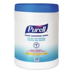 PURELL 9113-06 6 In. X 6-3/4 In. Sanitizing Hand Wipes - White (6 Canisters/Carton, 270 Wipes/Canister)