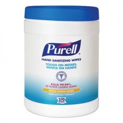 PURELL 9113-06 6.75 In. X 6 In. Sanitizing Hand Wipes - White (270 Wipes/Canister)