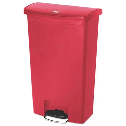 Rubbermaid Commercial 1883563 Slim Jim 4-Gallon Front Step Style Resin Step-On Container - Red