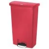 Rubbermaid Commercial 1883568 Slim Jim 18-Gallon Front Step Style Resin Step-On Container - Red