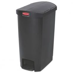 Rubbermaid Commercial 1883612 Slim Jim 13 Gallon End Step Style Resin Step-On Container - Black