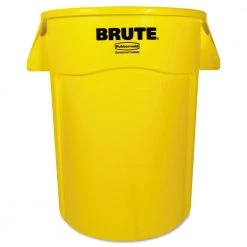 Rubbermaid Commercial FG264360YEL Brute Vented Trash Receptacle, Round, 44 Gal, Yellow