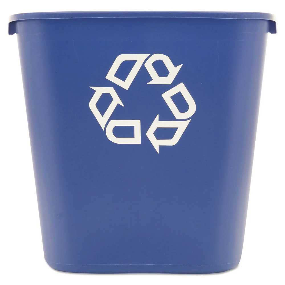 Rubbermaid Commercial FG295673BLUE 28.13 Qt. Rectangular Plastic Deskside Recycling Container - Medium, Blue