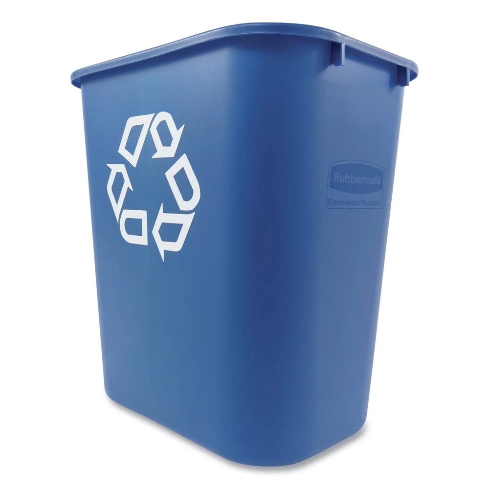 Rubbermaid Commercial FG295673BLUE 28.13 Qt. Rectangular Plastic Deskside Recycling Container - Medium, Blue - Image 2
