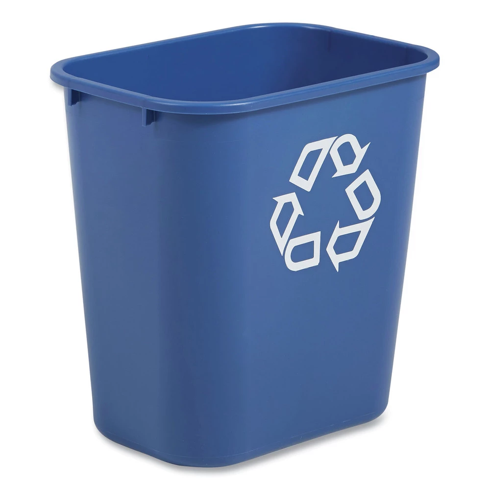 Rubbermaid Commercial FG295673BLUE 28.13 Qt. Rectangular Plastic Deskside Recycling Container - Medium, Blue - Image 3