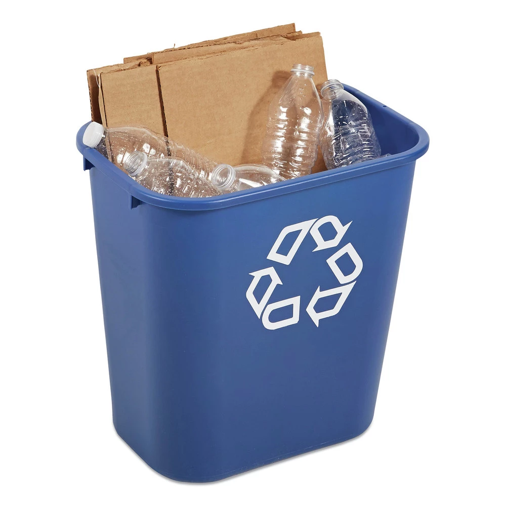 Rubbermaid Commercial FG295673BLUE 28.13 Qt. Rectangular Plastic Deskside Recycling Container - Medium, Blue - Image 6